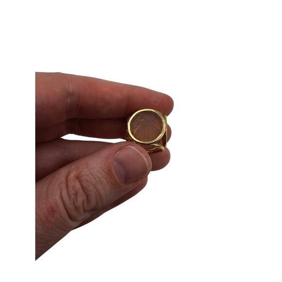 Dollhouse Miniature Gold Plated Mesh Top Table and 4 Chairs Minitiques - Picture 4 of 4